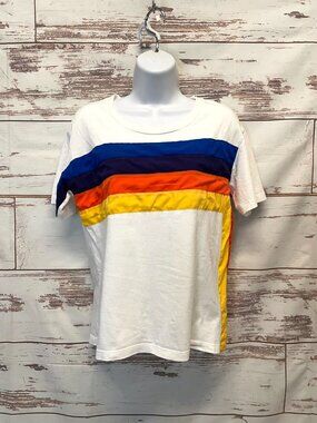 Sandro Paris retro rainbow striped tee